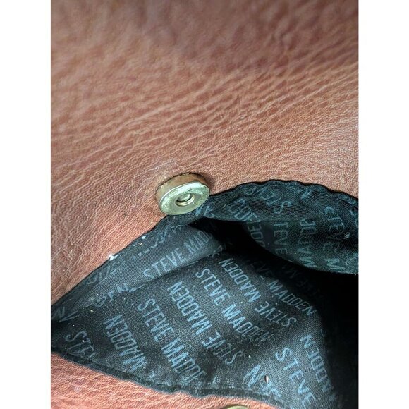 Steve Madden Cognac Crossbody Purse Monogram Brown Leather Tassle Bglamm - Picture 6 of 11